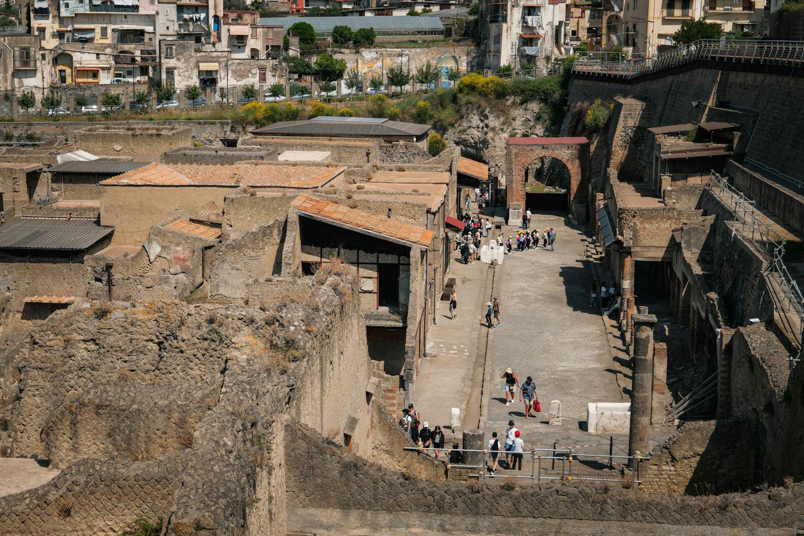 Luchtfoto van de antieke ruïnes van Herculaneum